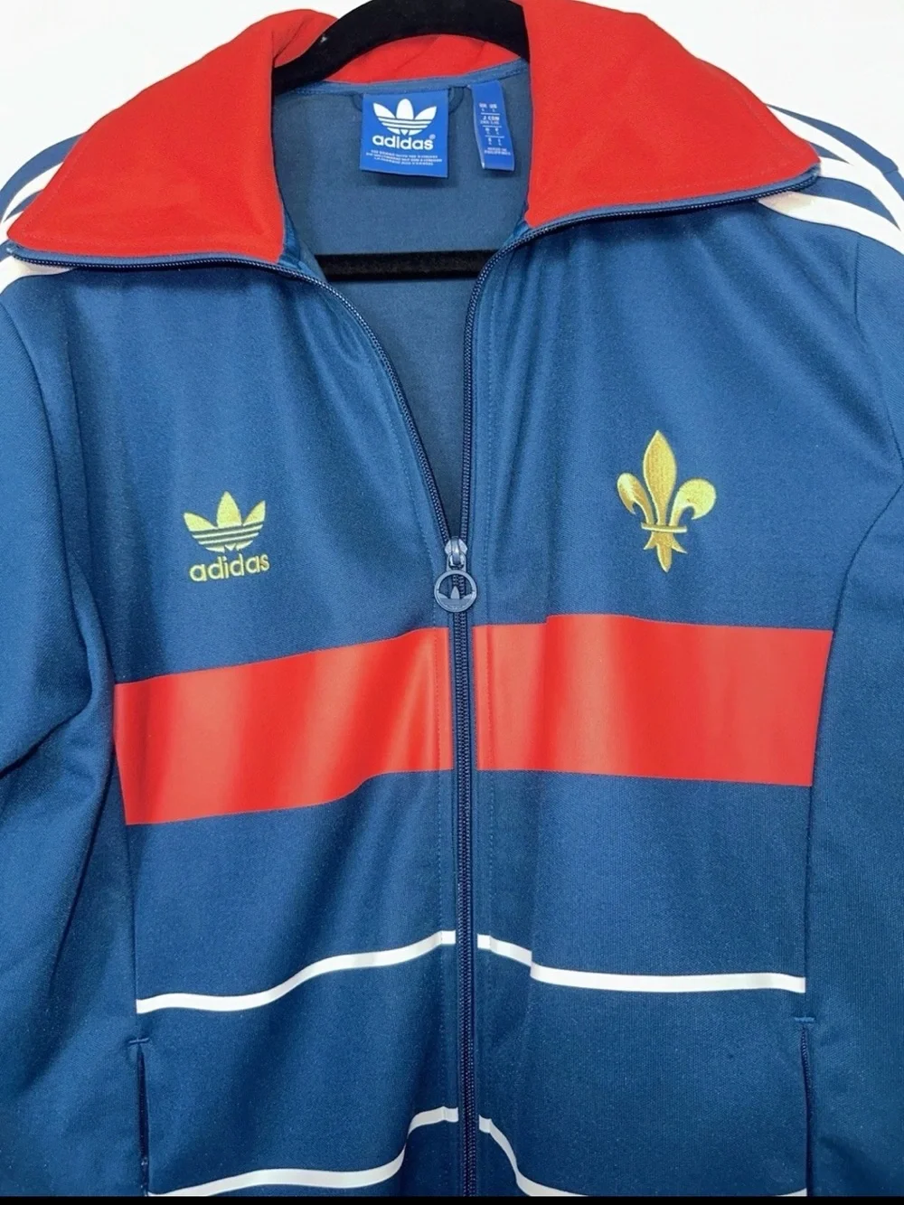 Retro Vintage Adidas Originals France Track Jacket Fleur-de-Lis, Size Large